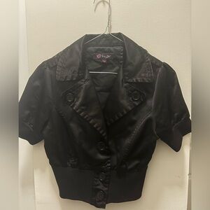 Cropped Satin Bomber Jacket